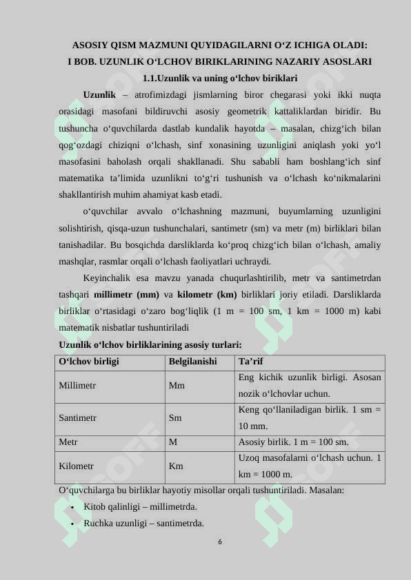1-4 SINFLARDA UZUNLIK O‘LCHOV BIRIKLARINI O‘RGATISH METODIKASI 6