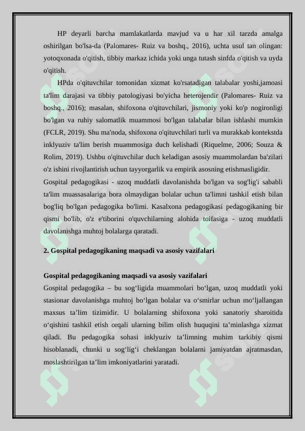 Gospital pedagogika-inkilyuzaning ajralmas qismi sifatida . Gospital pedagogika tushunchasi, maqsadi va vazifalari. 3