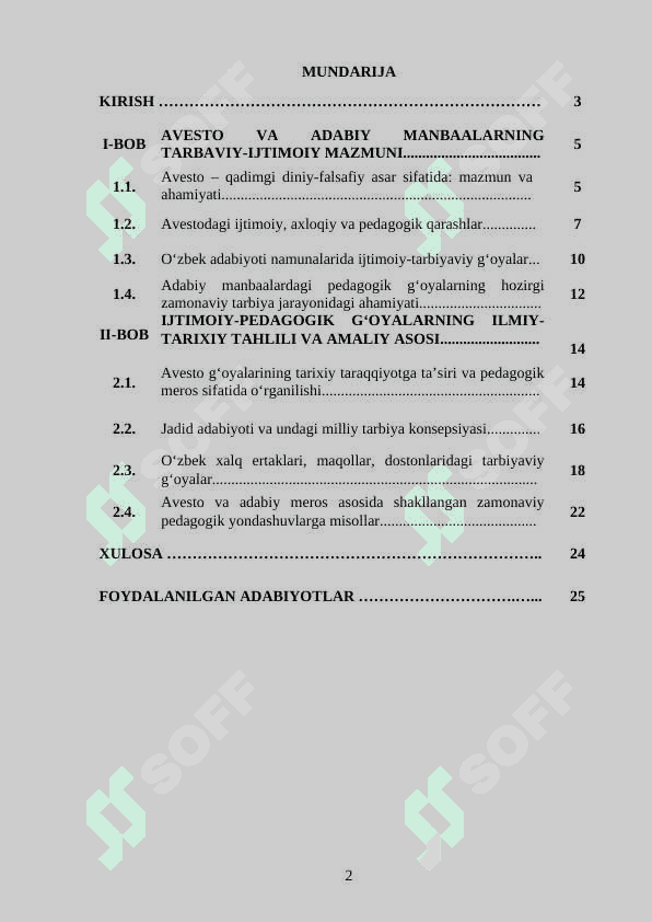 AVESTO VA ADABIY MANBAALARNING TARBAVIY-IJTIMOIY MAZMUNI 2