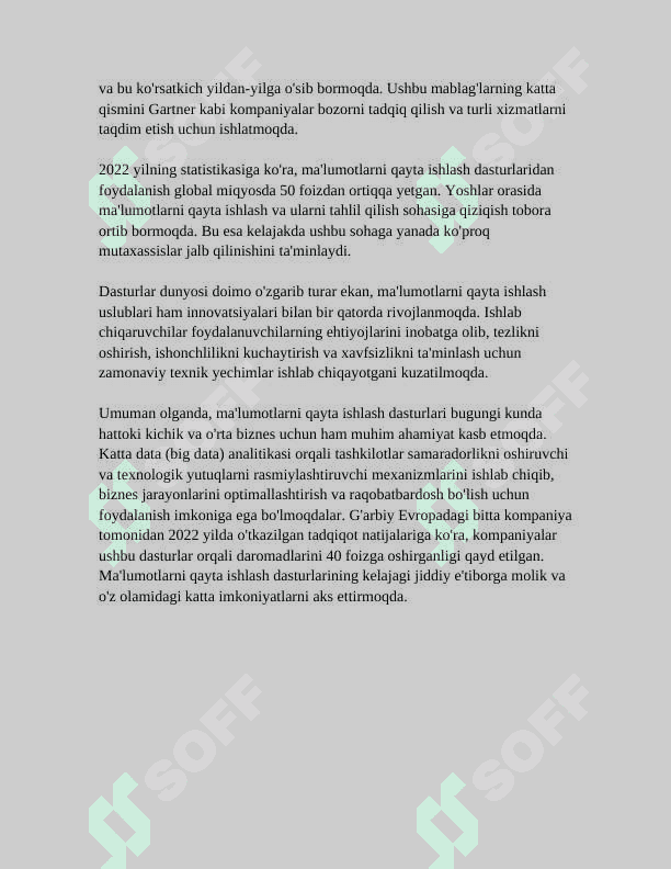 AXBOROT TIZIMLARIDA KATTA HAJMDAGI MA'LUMOTLAR BILAN ISHLASH TEXNOLOGIYALARI 6