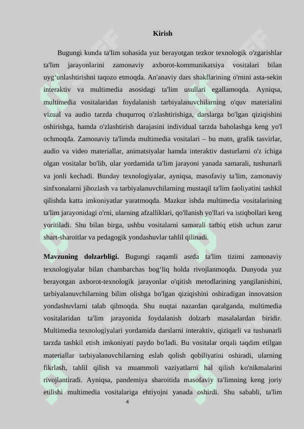 Zamonaviy ta'lim jarayonlarini tashkil qilishda multimedia vositalarini o'rni. 4