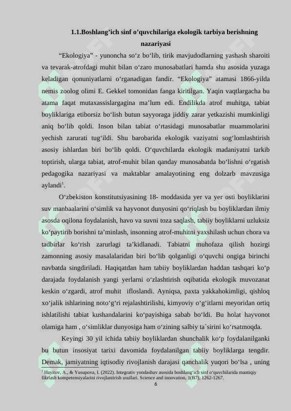 BOSHLANG'ICH SINF O'QUVCHILARIDA EKOLOGIK TARBIYANI SHAKLLANTIRISHNING NAZARIY ASOSLARI 6