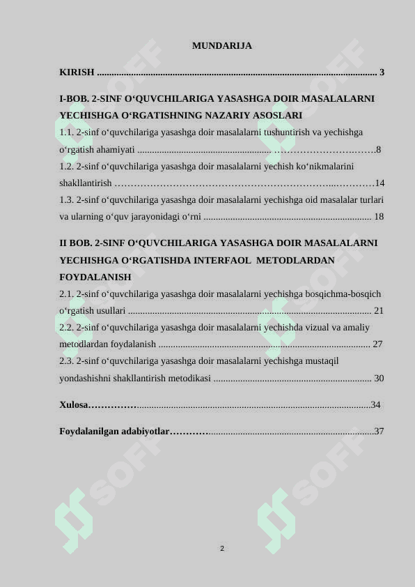 2 sinf oʻquvchilariga yasashga doir masalalarni yechishga oʻrgatish metodikasi 2