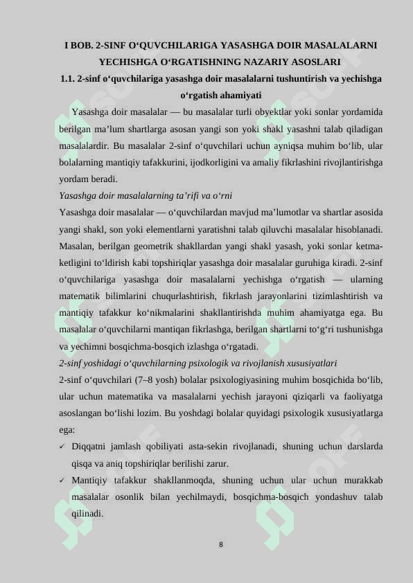2 sinf oʻquvchilariga yasashga doir masalalarni yechishga oʻrgatish metodikasi 8