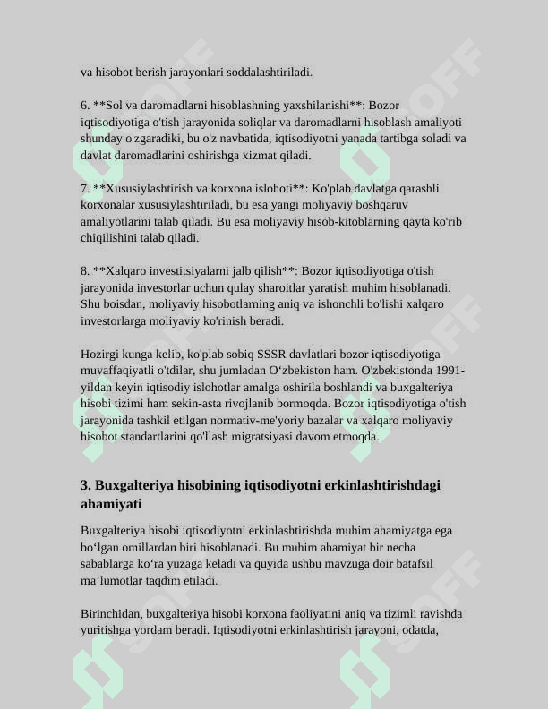 IQTISODIYOTNI ERKINLASHTIRISH SHAROITIDA BUXGALTERIYA HISOBINING ROLI 6
