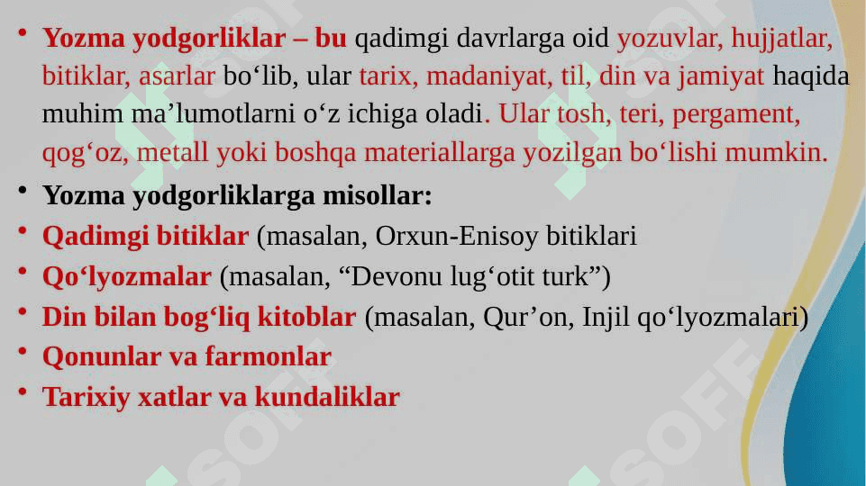 MARKAZIY OSIYONING XVI - XIX ASRLARDA YOZMA YODGORLIKLARI 4