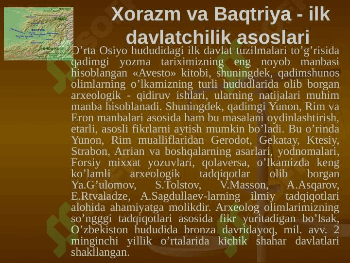 O'zbekistonda dastlabki davlatlar paydo bo'lishi va rivojlanish bosqichlari 4