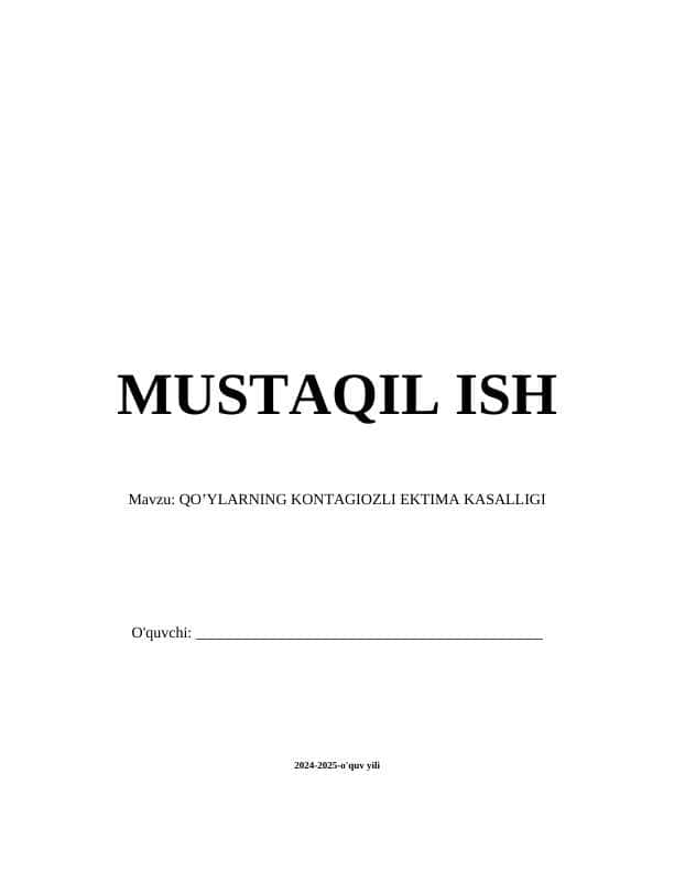 QO’YLARNING KONTAGIOZLI EKTIMA KASALLIGI 1