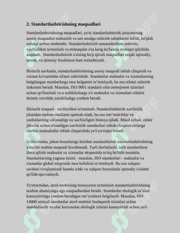 STANDART VA UNING TURLARI 5