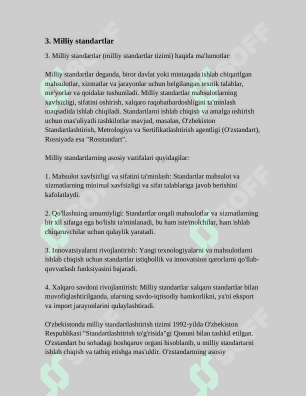 STANDART VA UNING TURLARI 7