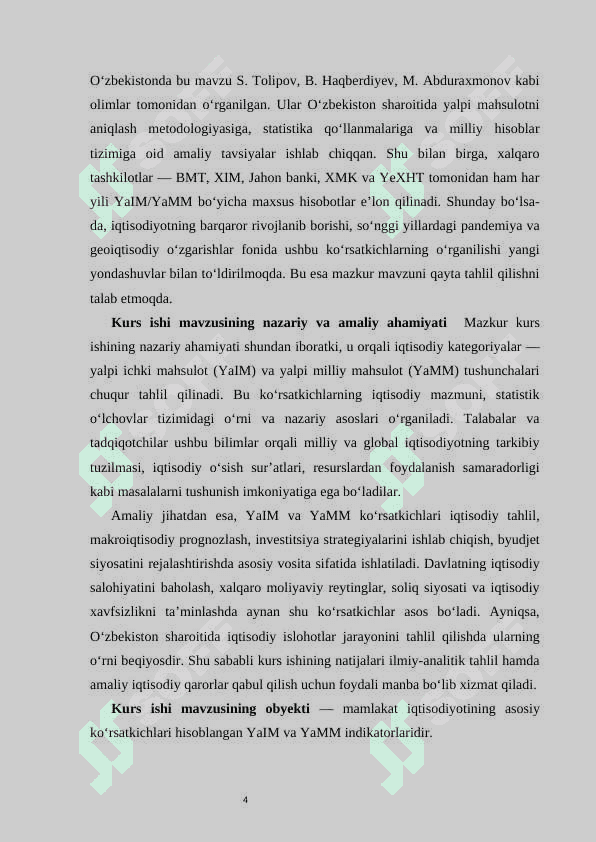 YaMM va YaIM, ularni hisoblash usullari kurs ishi 4