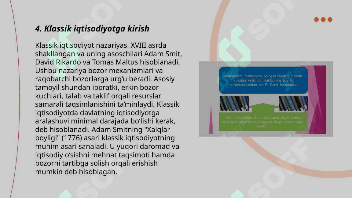 Classic iqtisodiyot maktabining tola shakillanishi 6