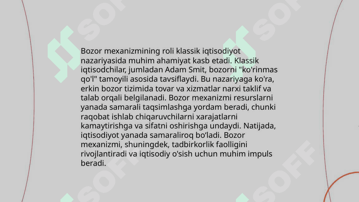 Classic iqtisodiyot maktabining tola shakillanishi 8