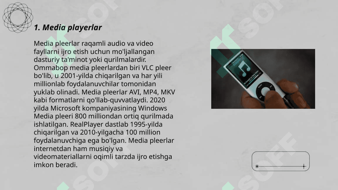 Multimedia tizimi tarkibiga kiruvchi dasturiy vositalar 3