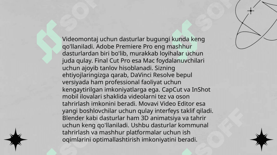 Multimedia tizimi tarkibiga kiruvchi dasturiy vositalar 4