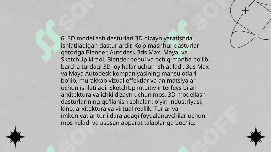 Multimedia tizimi tarkibiga kiruvchi dasturiy vositalar 8