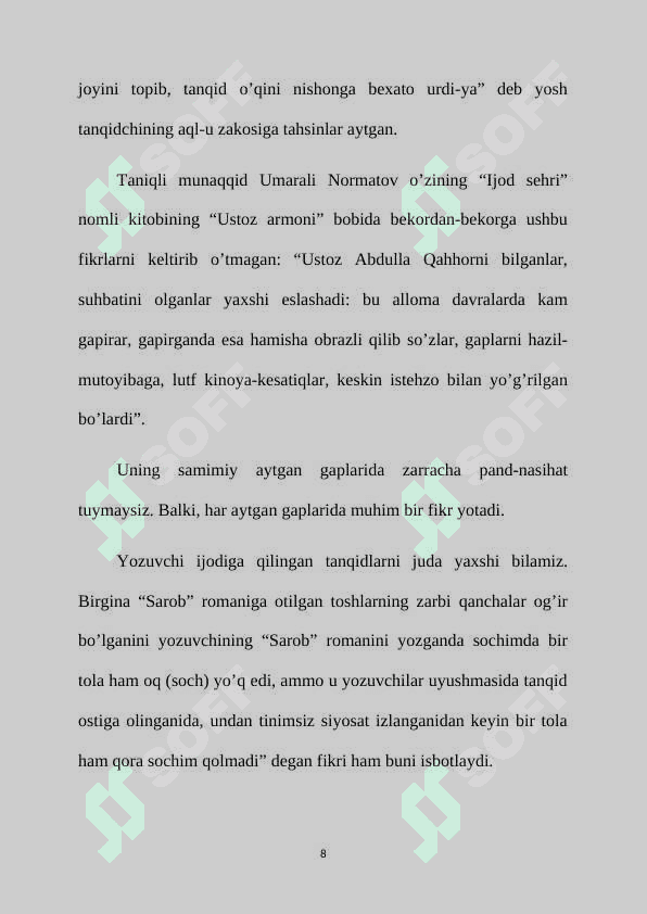 Abdulla Qahhorning satirik asarlarida xarakter yaratish mahorati. 8