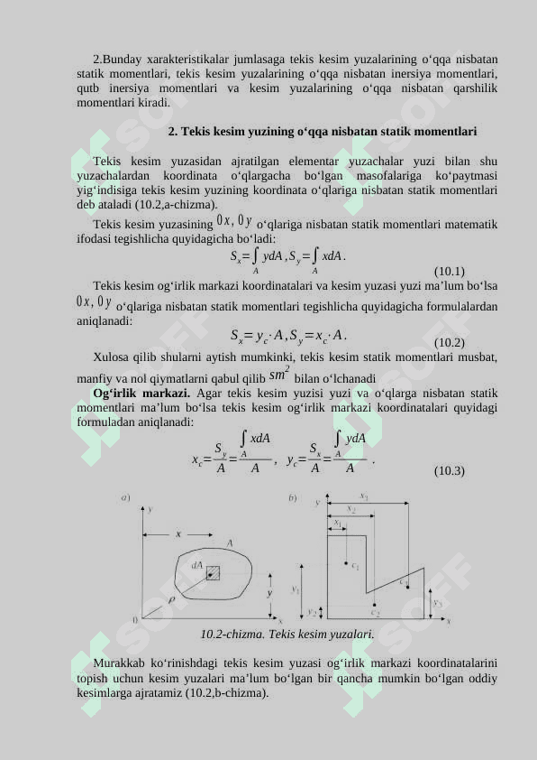 Tekis kesim geometrik xarakteristikalari 2
