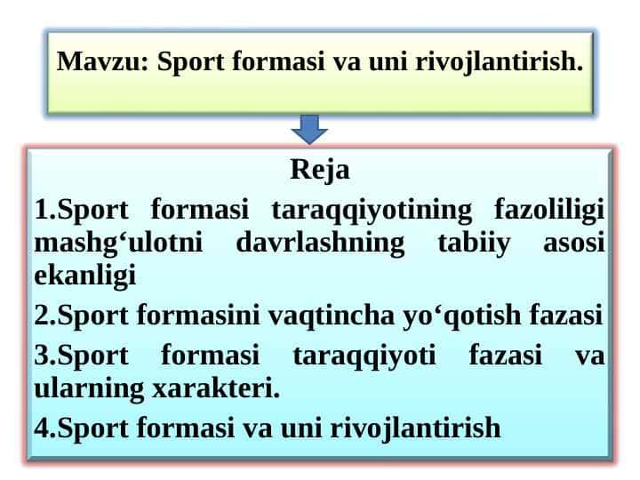 Spоrt fоrmasi va uni rivojlantirish 1