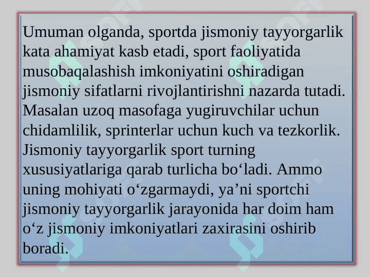 Sport mashg’ulotlarining asosiy tomonlari va vositalari, sport formasi va uning shakllanishi 5