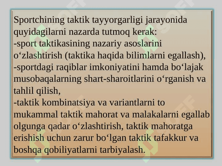 Sport mashg’ulotlarining asosiy tomonlari va vositalari, sport formasi va uning shakllanishi 6