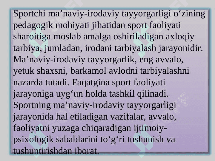 Sport mashg’ulotlarining asosiy tomonlari va vositalari, sport formasi va uning shakllanishi 8