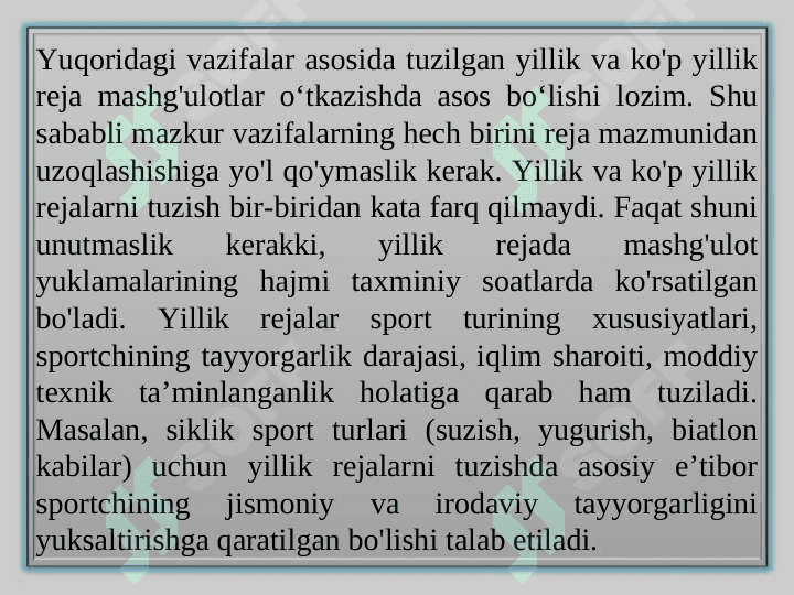 Yillik va ko‘p yillik (makrosikl) Oylik (mezosikl) va haftalik (mikrosikl)  rejalashtirish 8