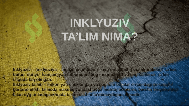 INKLYUZIV  TA'LIMNING  ZAMONAVIY TENDENSIYALARI 2