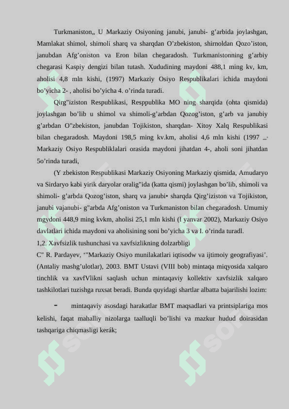MARKAZIY OSIYODA XAVFSIZLIK MASALALARI (TERRORIZM, GIYOHVANDLIK VA ODAM SAVDOSIGA QARSHI KURASHDA O‘ZBEKISTON RESPUBLIKASINING FAOLIYATI 8