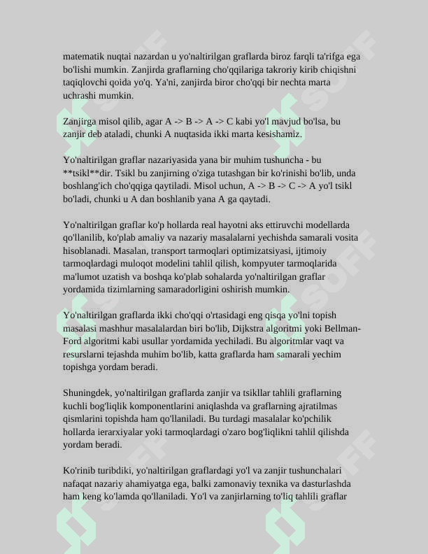 YO'NALTIRILGAN VA YO'NALTIRILMAGAN GRAFLAR 8
