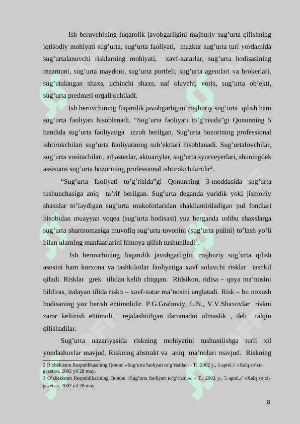 Ish beruvchining fuqarolik javobgarligini majburiy sug’urta qilish mexanizmini 6