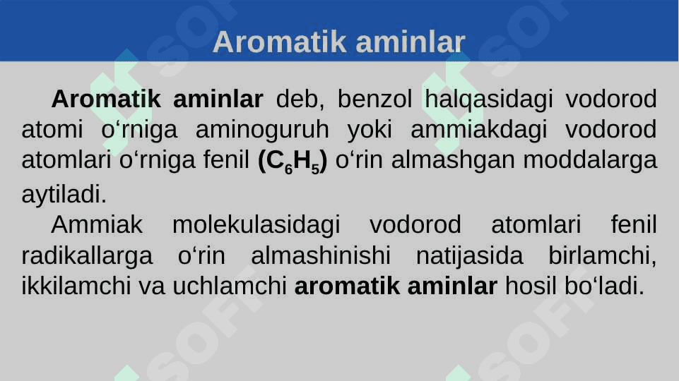 Aromatik aminlarning olinishi va xossalari 7