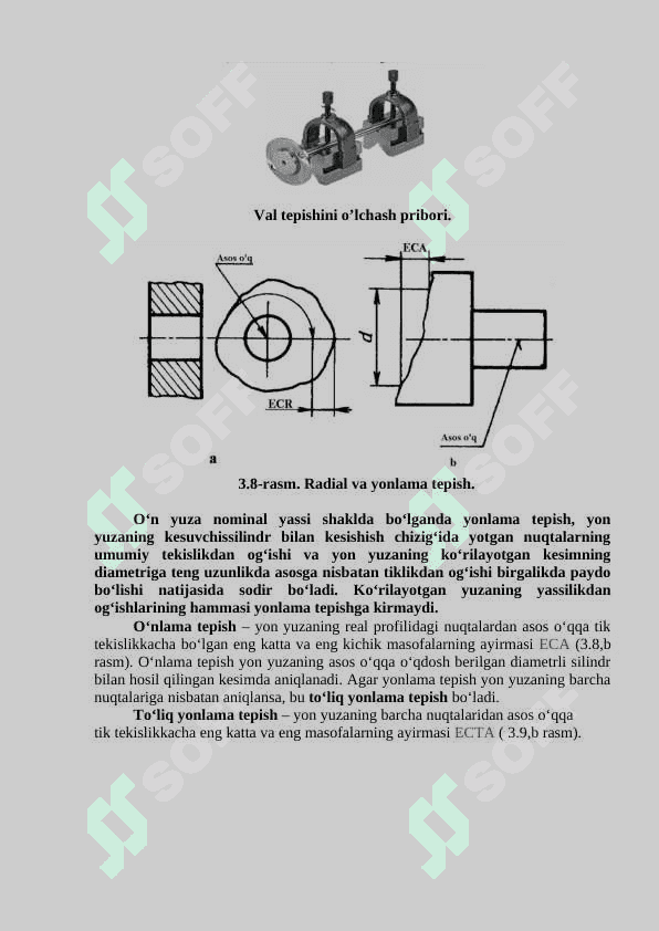 Silindrik detallarning radial va yonlanma tepishini o’lchash 2