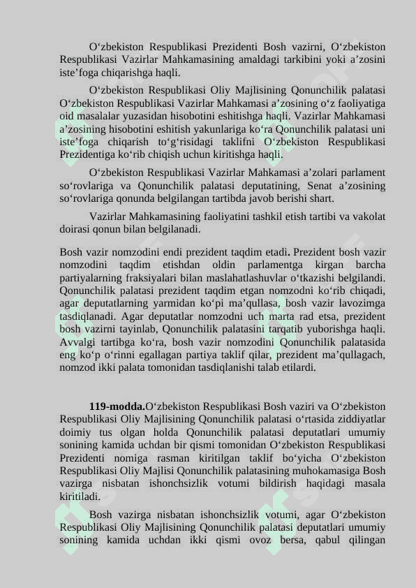 O‘ZBEKISTON  RESPUBLIKASI  VAZIRLAR MAHKAMASI. MAHALLIY  DAVLAT HOKIMIYATI ASOSLARI. FUQOROLARNINGO‘ZINI O‘ZI BOSHQARISH ORGANLARI. 5