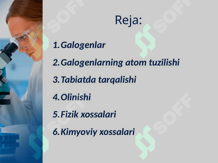 Galogenlarning davriy sistemadagi o‘rni 2