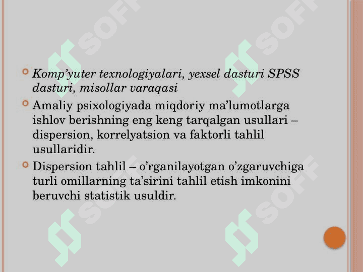 Faktor qiymatlari. Natijalarni taqdim etish. Grafik usulda ifodalash 2