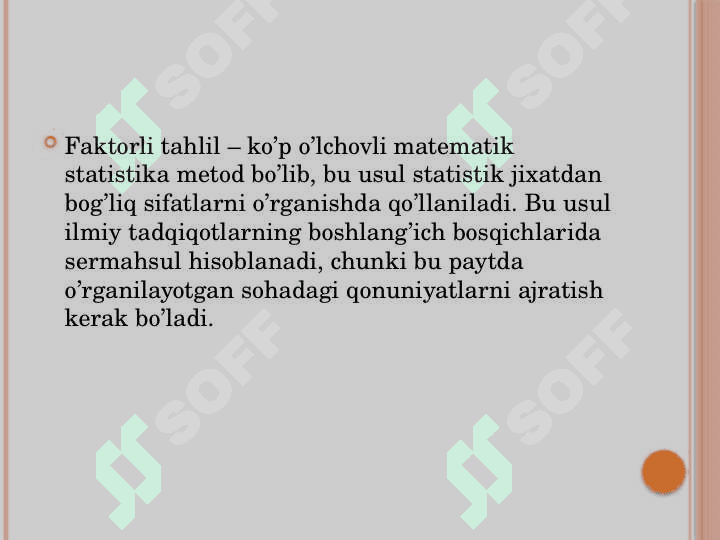 Faktor qiymatlari. Natijalarni taqdim etish. Grafik usulda ifodalash 4