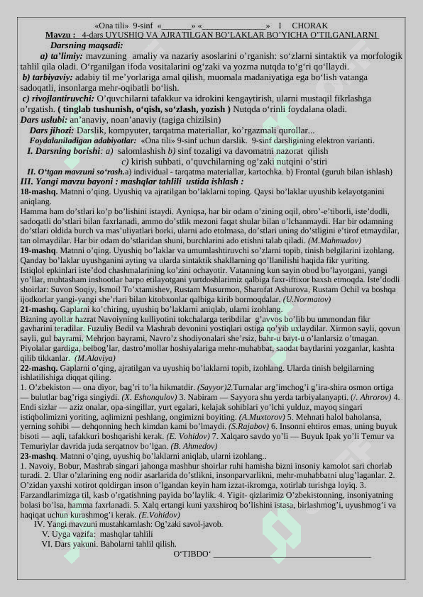 9 sinf Ona tili konspekt 4