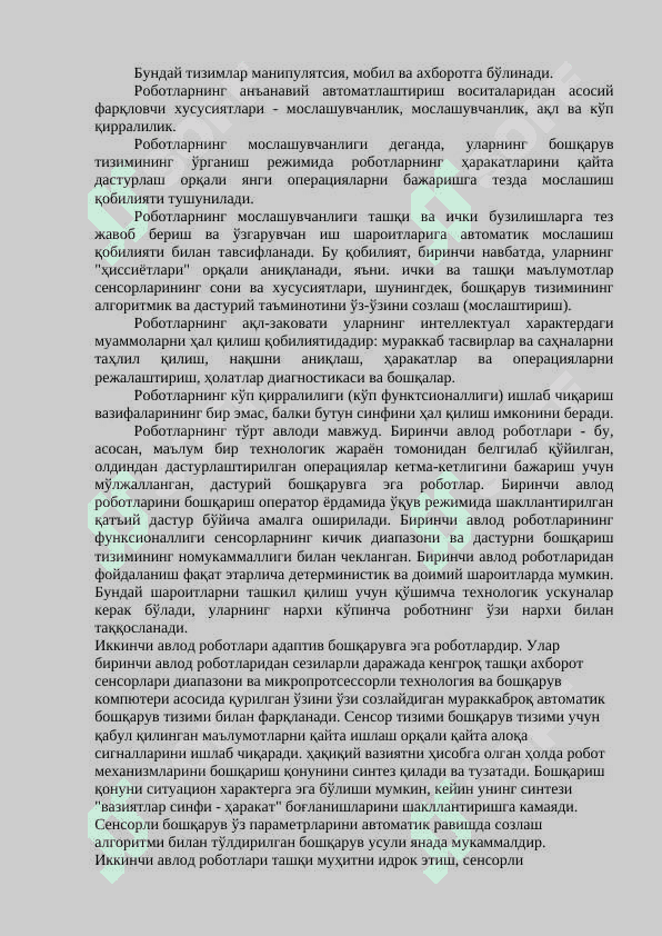 Sanoat robotlari va ularni qo’llanilishi. 3