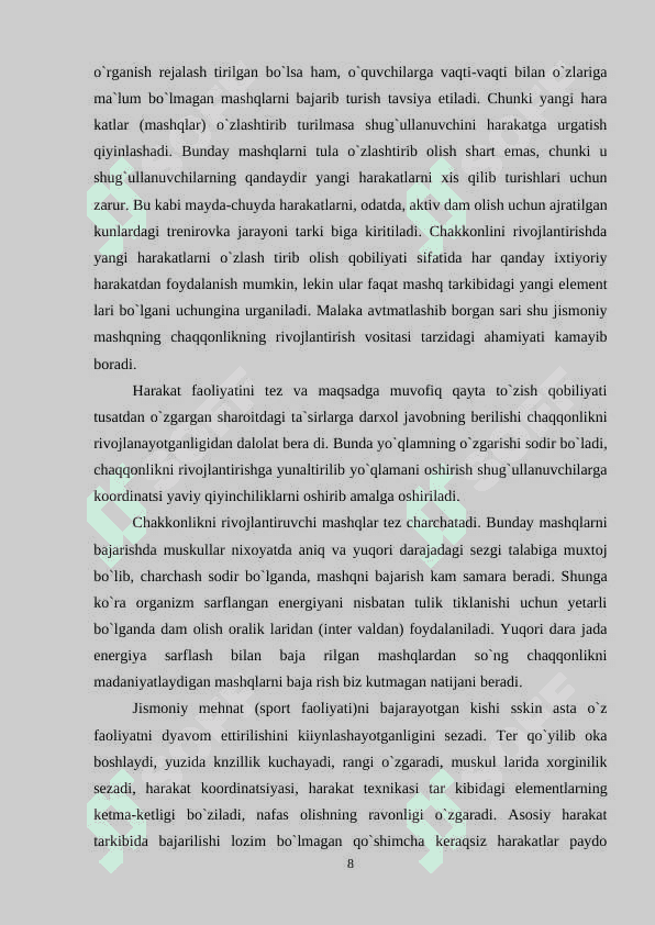 Jismoniy sifatlar va ularni rivojlantirish 8