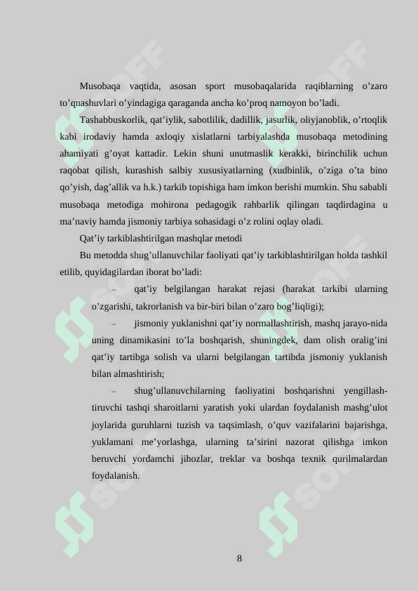 Jismoniy tarbiya darslarida qo’llaniladigan metodlar  (1-4 sinf misolida) 8