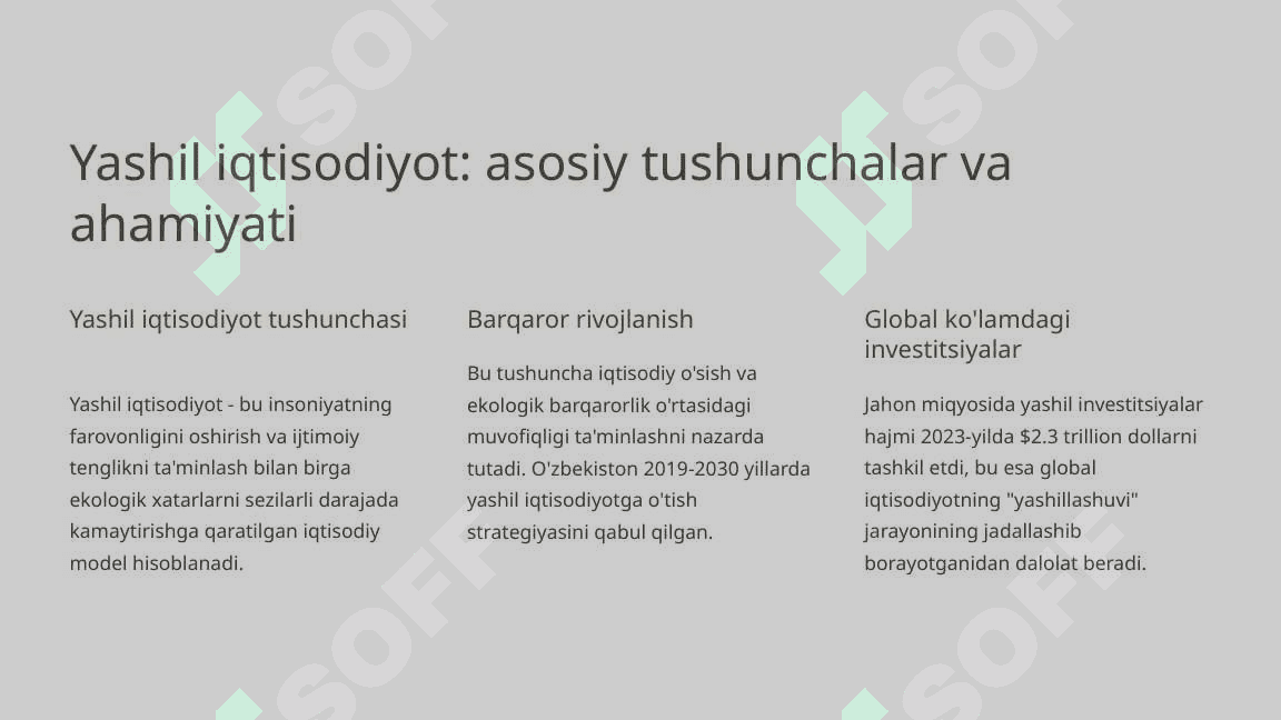 Yashil iqtisodiyotga o'tish tamoyillari va barqaror rivojlanish 3