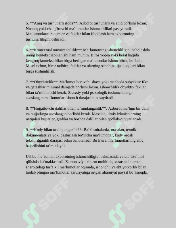 AXBOROT TURLARI VA ISHONCHLILIGI 7