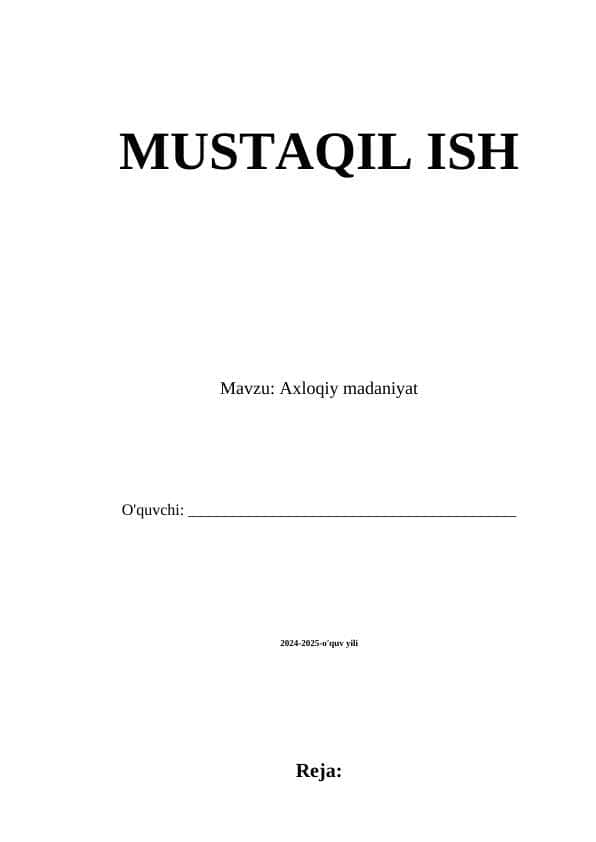 Axloqiy madaniyat 1