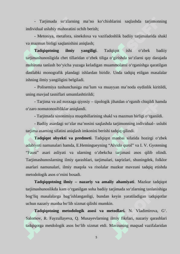 Badiiy tarjimada so`z tanlash 5