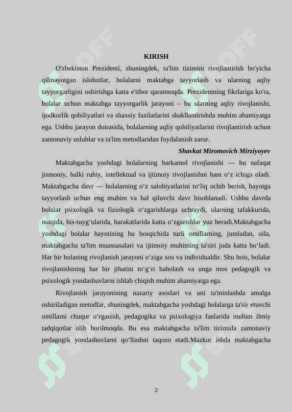 Maktabgacha yoshdagi tarbiyalanuvchilarning barkamol rivojlanishi to’g’risidagi qarashlar taxlili 2