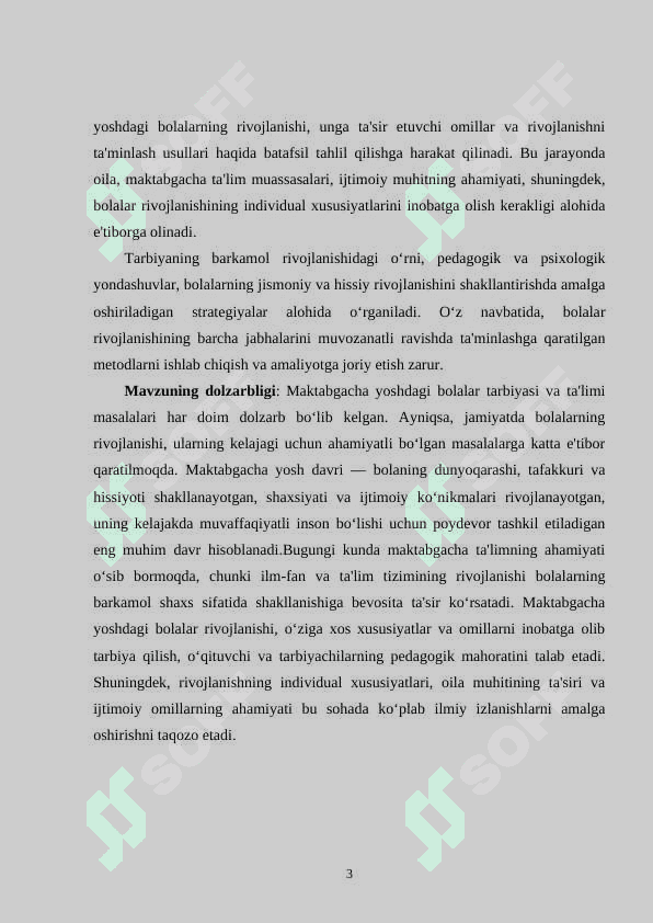 Maktabgacha yoshdagi tarbiyalanuvchilarning barkamol rivojlanishi to’g’risidagi qarashlar taxlili 3