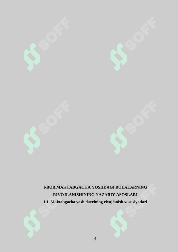 Maktabgacha yoshdagi tarbiyalanuvchilarning barkamol rivojlanishi to’g’risidagi qarashlar taxlili 6