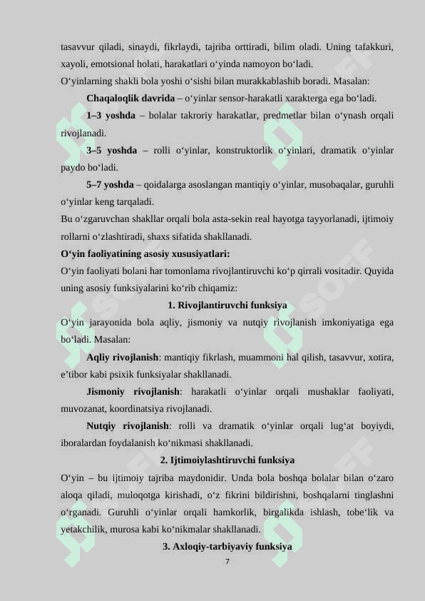 Bola rivojlanishida o‘yin faoliyatining ahamiyati 7