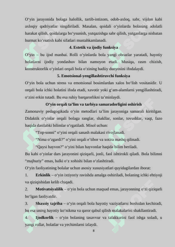 Bola rivojlanishida o‘yin faoliyatining ahamiyati 8
